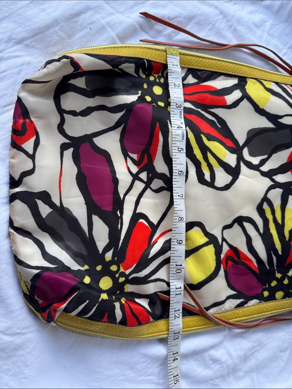 Floral Print Tote Bag with Yellow Trim - Picture 2 of 6